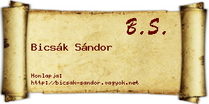 Bicsák Sándor névjegykártya