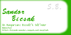 sandor bicsak business card